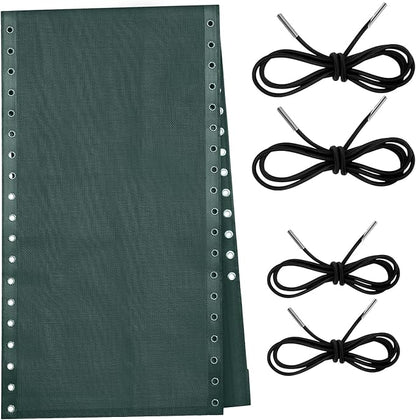 Queekay Chair Replacement Fabric with 4 Bungee Cord Lounge Chair Cloth Mesh Repair Kit for Patio Recliner Outdoor Lawn Pool(63 x 21 Inch,Dark Green)