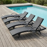 80.3" Chaise Lounge Outdoor Set of 4, Wicker Pool Lounge Chairs Outdoor with Pull-Out Side Table - Photo 1