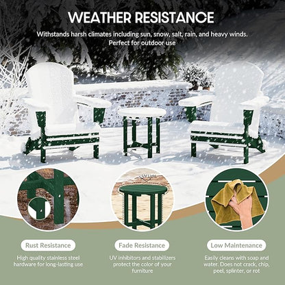 WestinTrends Dylan Adirondack Round Outdoor Side Table, Dark Green