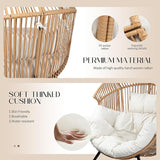 JAMFLY Wicker Egg Chair - Rattan Patio Chair with Cushion, Indoor-Outdoor Lounge Egg Basket Seat for Living Room - Photo 4