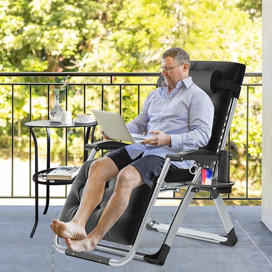 Slsy Zero Gravity Chair, Reclining Lounge Chair with Removable Cushion & Tray for Indoor and Outdoor, Patio Recliner Folding Reclining Chair