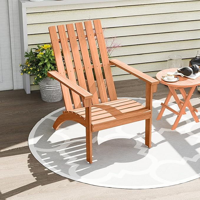 DORTALA Adirondack Chair, Acacia Wood Fire Pit Chair with Backrest and Armrests, 400 LBS Weight Capacity - Photo 2