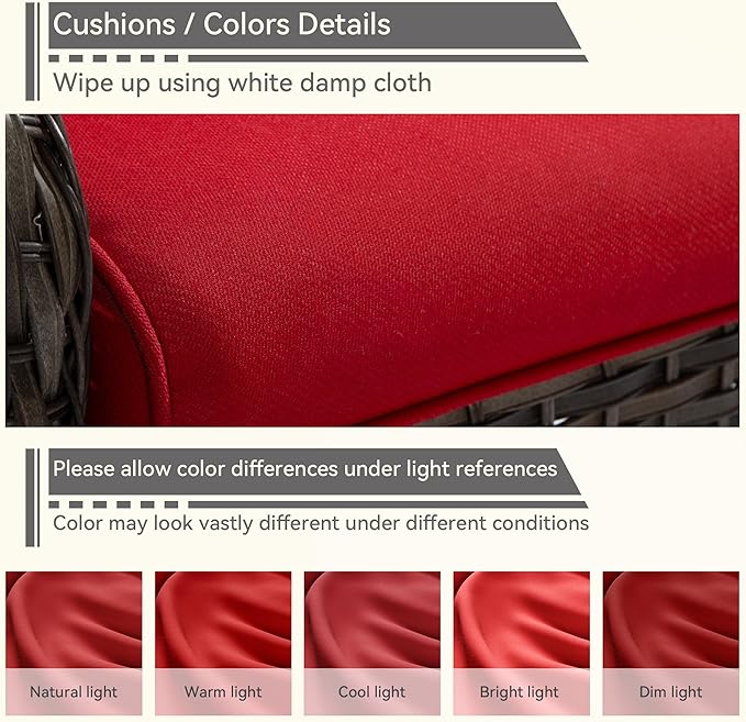 5 Piece Patio Furniture Set, 3-Seater Couch, 2 Swivel Glider Chairs and 2 Side Tables - Photo 7