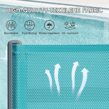Domi Pool Lounge Chairs Set of 3, Adjustable Aluminum Outdoor Chaise Lounge with Wheels Patio Lounge Chairs with Side Table, All Weather for Deck Lawn Poolside Backyard-Turquoise Blue Textilene