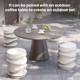 SUNBURY Outdoor Side Tables Set of 2, 18" H Concrete Accent End Table Streamlined, Small Round Cement Plant Stands Table - Photo 7
