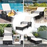 COSTWAY PE Rattan Chaise Lounge Chair Armrest Recliner Adjustable Pillow Black - Photo 5