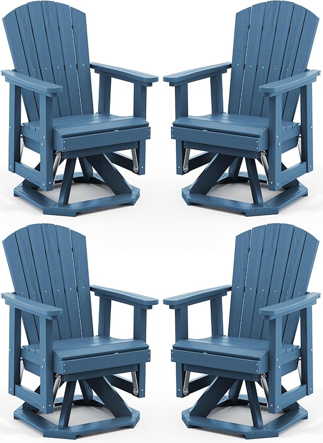 SERWALL Adirondack Swivel Glider Chair, HDPE Glider Set of 4 for Outdoor, All-Weather Glider Chair for Porch, Balcony - Photo 1