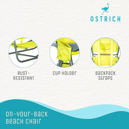 Ostrich On-Your-Back Outdoor Lounge 5 Position Reclining Beach Chair (2 Pack)