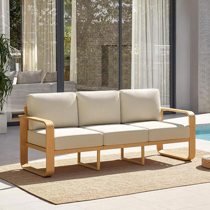 CHITA Aluminum Outdoor 3-Seater Sofa, Patio Furniture with 6.3in Thick High-Resilient Cushions & 100% Aluminum Frame, Modern Outdoor Patio Furniture for Poolside, Deck, Balcony