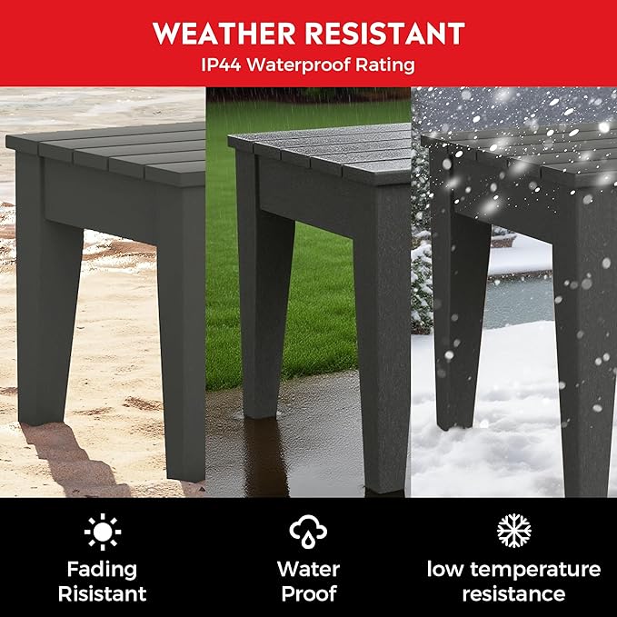 Costaelm Outdoor Patio Table and Chairs Set of 2, 2-Piece HDPE Garden Chair with Square Adirondack Side Table Set - Photo 9