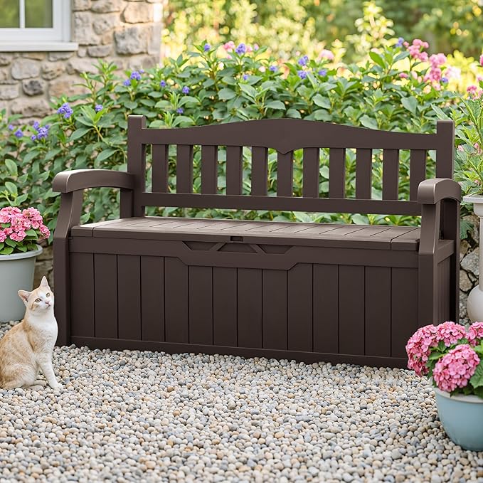 Homall 75 Gallon Outdoor Storage Benches Lockable Deck Box with Waterproof and UV Resistant - Photo 2
