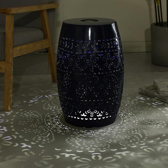 Christopher Knight Home Patio Side Table with Solar Powered Light, Outdoor Metal Coffee Table, Lace Cut Iron End Table - Photo 8