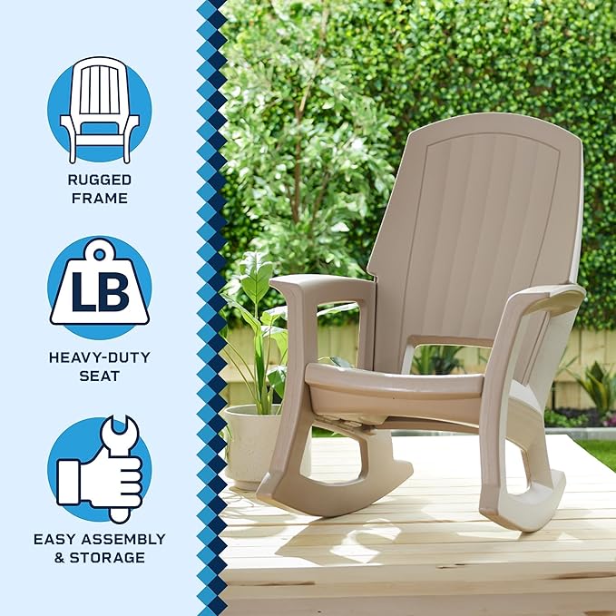 Semco Rockaway Heavy Duty All-Weather Outdoor Rocking Chair Plastics - Gray
