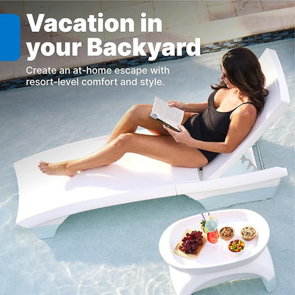 Step2 Vero Adjustable Back in-Pool Lounger with Storage, Pool Chair, Weighted, White