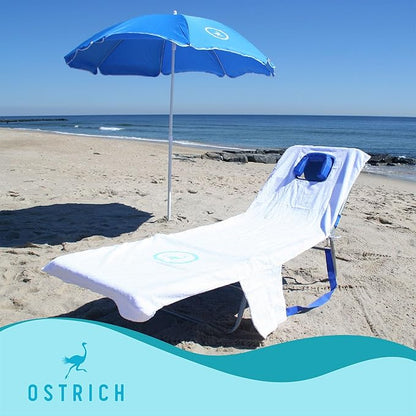 Ostrich 2-Pack Beach Lounge Chair, Folding & Reclining Outdoor Chaise Lounger, Blue - Portable Adjustable Recliner Chair for Lawn, Pool, Patio, Garden, and Yard