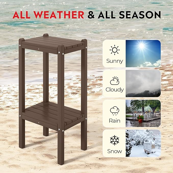 Costaelm Outdoor Side Table, 2-Tier Small Patio Coffee Tables for Outside, Outdoor End Tables for Patio - Photo 4