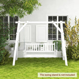 Tangkula 3 Person Wooden Porch Swing, Hanging Patio Swing with 2 Adjustable Galvanized Metal Chains, Slatted Back & Seat - Photo 6