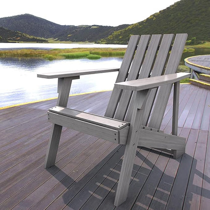 JONATHAN Y PAT1001B Irving Outdoor Patio Modern Acacia Wood Adirondack Chair for Garden, Lawn, Backyard, Pool, Deck, Beach, Firepit, Gray