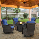 Belord Patio Furniture Set with Fire Pit Table, Outdoor Swivel Rocker Patio Chairs, Wicker Furniture Set Ideal for Porch - Photo 1