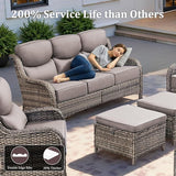 Luxury High Back Patio Furniture Set with Fire Pit Table & 6-Inch Thick Cushions - Photo 8