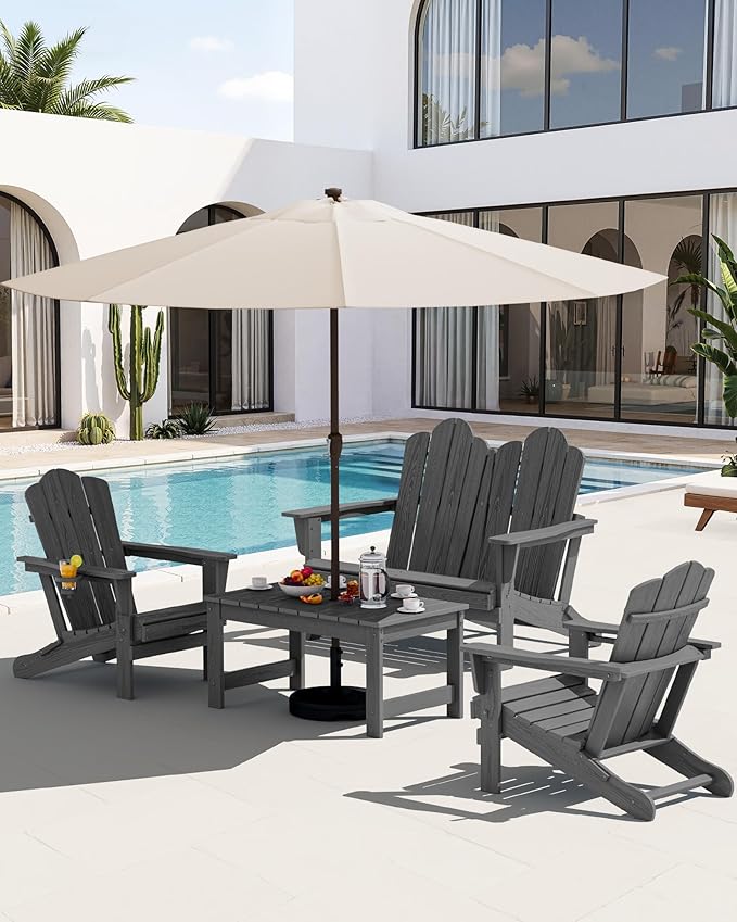 SERWALL 5 Pieces HDPE Patio Adirondack Chair Set - Photo 3