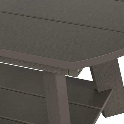 WestinTrends Tuscany Outdoor Coffee Table, All Weather HIPS 2 Tier Patio Adirondack Coffee Table, Charcoal Gray