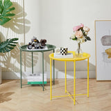 VECELO Side/End Table, Folding Round Metal Anti-Rust and Waterproof Outdoor or Indoor Tray for Living Room Bedroom - Photo 4