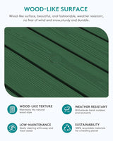 SERWALL Outdoor Coffee Table with 1.69" Umbrella Hole, HDPE Patio Coffee Table for Outside, Rectangle, Green - Photo 4