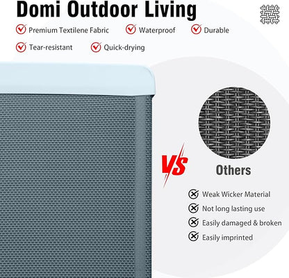 Domi Outdoor Lounge Chair, Aluminum Patio Chaise Lounge with 5 Position Adjustable Backrest and Wheels, All Weather Reclining Chair with Armrest and Side Table for Patio, Yard,Balcony,Poolside (Grey)