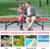 8 Feet Outdoor Steel Bench, Red Heavy Duty Metal Park Bench for Outside, Weatherproof Dock Bench - Photo 8