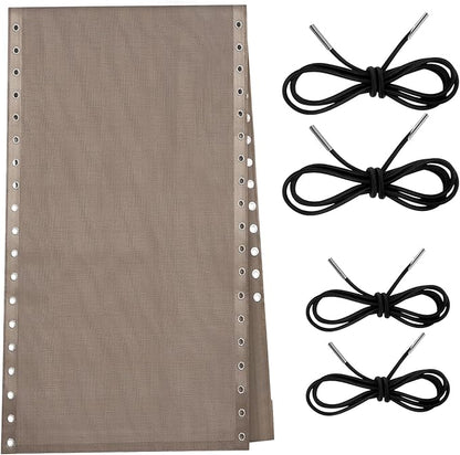 Queekay Chair Replacement Fabric with 4 Bungee Cord Lounge Chair Cloth Mesh Repair Kit for Patio Recliner Outdoor Lawn Pool (63 x 17 Inch,Beige)