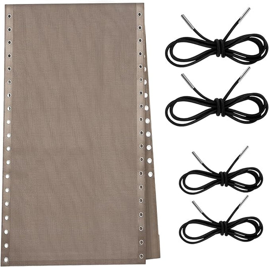 Queekay Chair Replacement Fabric with 4 Bungee Cord Lounge Chair Cloth Mesh Repair Kit for Patio Recliner Outdoor Lawn Pool (63 x 17 Inch,Beige)