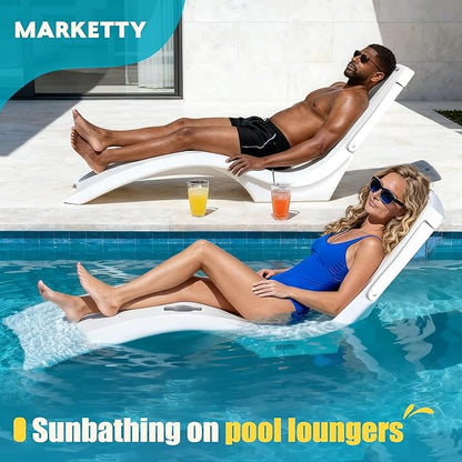 Pool Lounger, Fade-Resistant, Waterproof, Anti-Floating Patio Furniture, Pool Lounge Chair for Sun Shelf, Use in Pools with Shelves Up to 9-Inches Deep or Outside Pool Deck, White