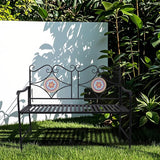 Vipush Outdoor Mosaic Benches - 47Inch Cast Iron Steel Frame Garden Bench Patio Furniture Chair Outdoor Bench Floral - Photo 2