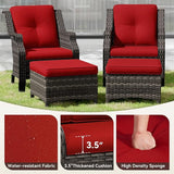 Wicker Patio Furniture Set - 4 Piece Rattan Outdoor Conversation Sets with 2 Wicker Patio Chairs, 2 Ottomans for Garden - Photo 3