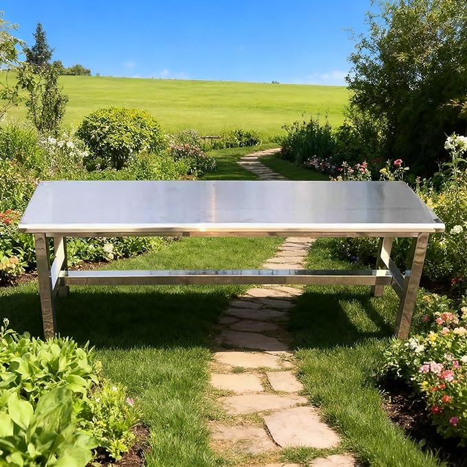 304 Stainless Steel Outdoor Garden Bench Metal Bench for Patio Park Commercial Use 660 Lbs Load-Bearing Capacity(120cm/47in)