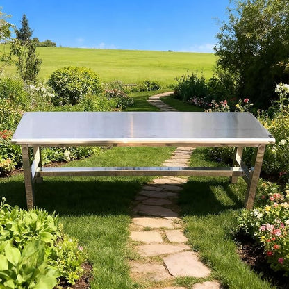 304 Stainless Steel Outdoor Garden Bench Metal Bench for Patio Park Commercial Use 660 Lbs Load-Bearing Capacity(100cm/39in)