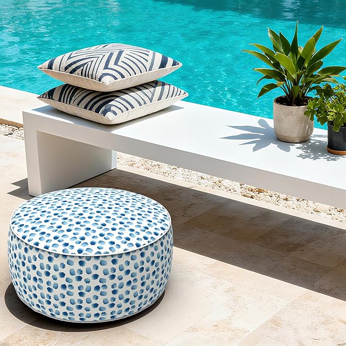 LVTXIII Outdoor Inflatable Ottoman, 21"x21"x9" Patio Fade-Resistant Footrest Stool with Handle - Photo 4