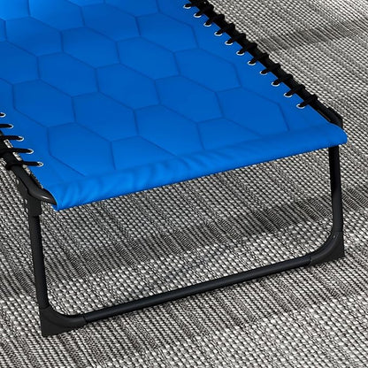 Outsunny Padded Folding Chaise Lounge Chair Outdoor Set of 2, 5-Level Reclining Patio Loungers, Tanning Chairs with Side Pocket, Headrest and Carrying Handle for Beach, Yard, Patio, Blue