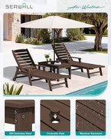 SERWALL Outdoor Coffee Table with 1.69" Umbrella Hole, HDPE Patio Coffee Table for Outside, Rectangle, Coffee - Photo 5