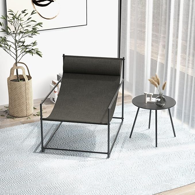 Grand patio 3-Piece Outdoor Sling Chair Set Modern Lounge Chairs Armchair, Black