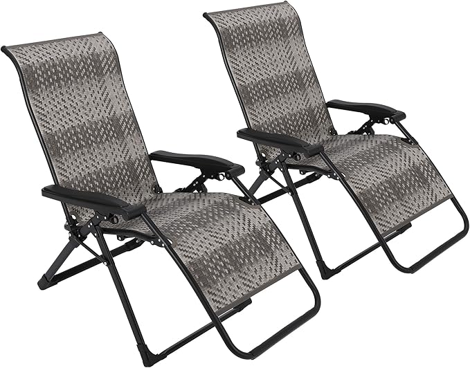 2 Pack Portable Rattan Chaise Lounge Chair, 330lb Capacity - Photo 1