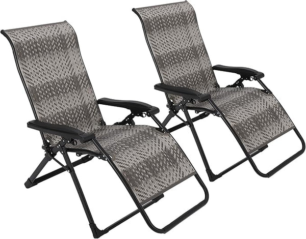 2 Pack Portable Rattan Chaise Lounge Chair, 330lb Capacity - Photo 1