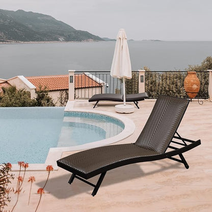 Domi 2 PCS Outdoor Chaise Lounge Set, Aluminum Patio Padded Quick Dry Foam Wicker Lounge Chair with Adjustable Back for Beach Poolside Lawn Sunbathing