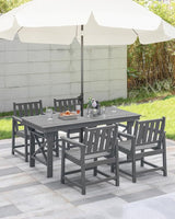 HDPE Patio Dining Set, 5-Piece Outdoor Table and Chairs with Umbrella Hole, Modern Outdoor Dining Set for 4 - Photo 2