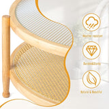 Outvita Outdoor Side Table, Rattan Rubber Wood Coffee Table with Weather - Resistant Coating, Double - Layer Storage - Photo 5
