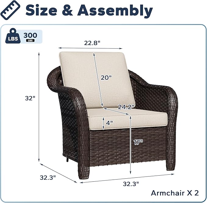 Patio PE Rattan Chairs Set of 2 - Photo 2