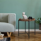 Brown Small Round End Table, 19in Rattan End Tables, Wicker Rattan Side Table, Round Sofa Side Table - Photo 6