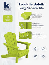 KINGYES Folding Adirondack Chair Set of 8, HDPE All-Weather Folding Adirondack Chair, Apple - Photo 4