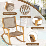 Merax 2-Piece Patio Rocking Chair Set, Acacia Wood Outdoor Rockers with PE Wicker Rattan Seat & Backrest - Photo 5